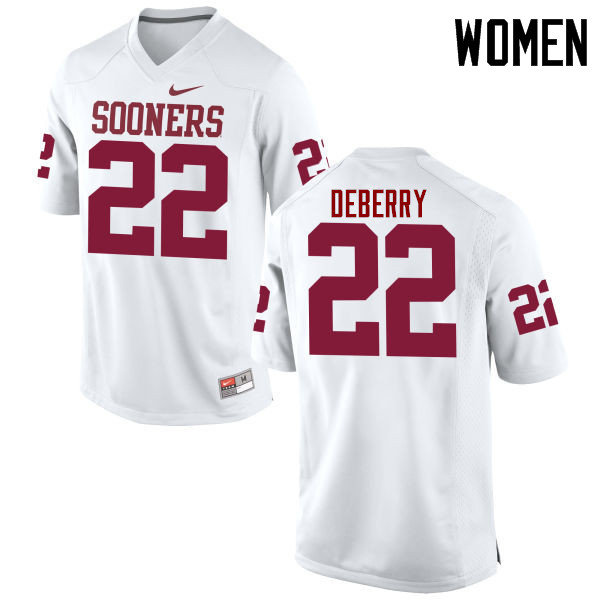 Women Oklahoma Sooners #22 Ricky DeBerry College Football Jerseys Game-White